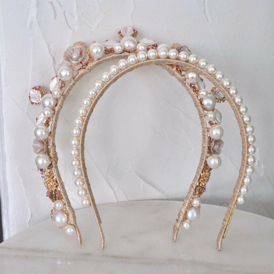 A'el Este A'El Este - Aubrey - Bridal Pearl Headband - Gold Gold