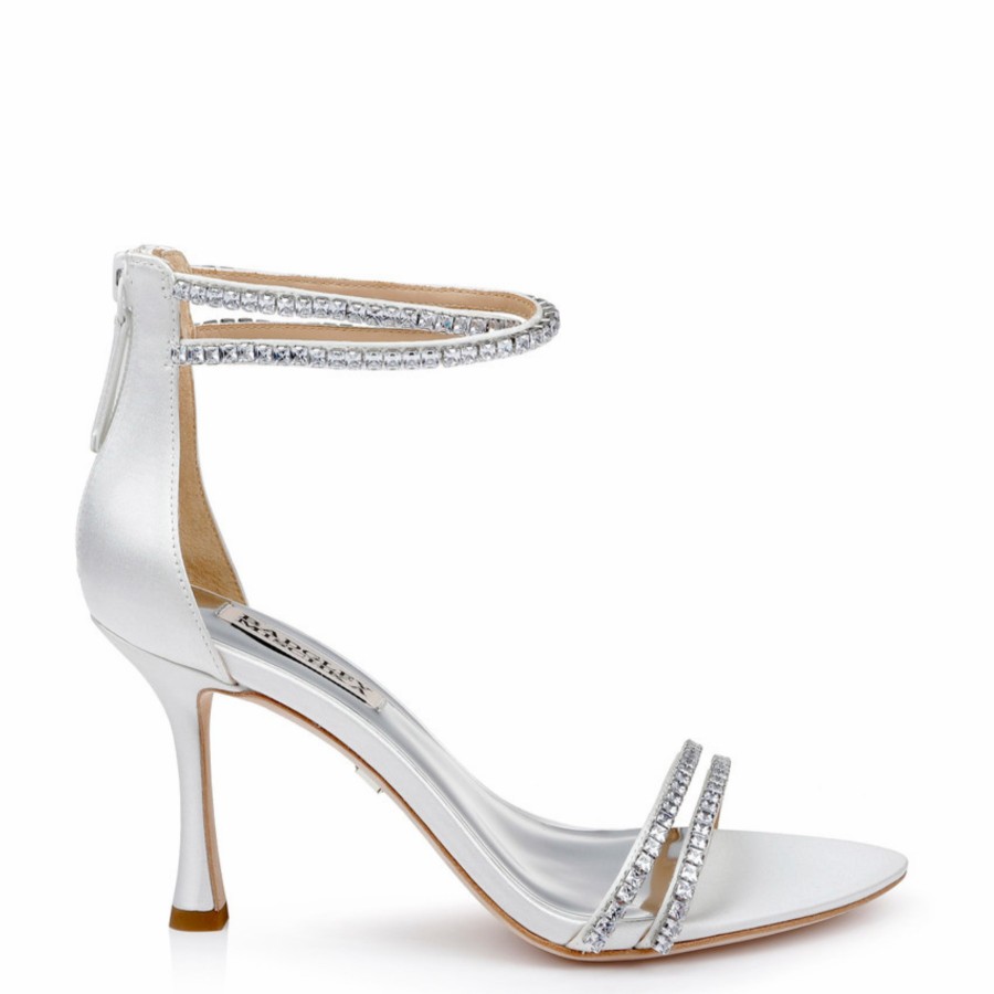 Badgley Mischka Logan - Crystal Dual-Strapped Stiletto Heels - Soft White White