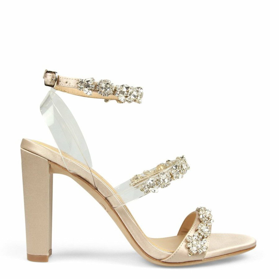 HARLO Australia Blake - Nude Crystal Embellished Evening Block Heel Nude