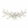 The White Collection Bianca - Floral Design Crystal Bridal Comb Rose Gold