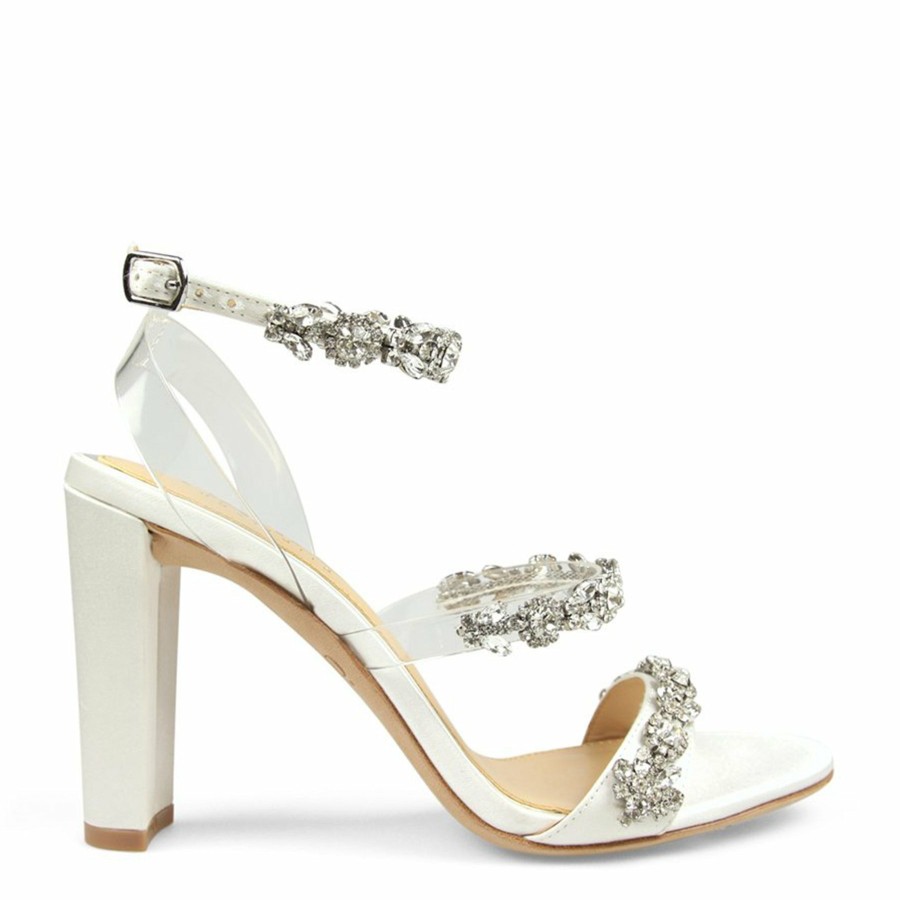 HARLO Australia Blake - White Crystal Embellished Evening Block Heel White