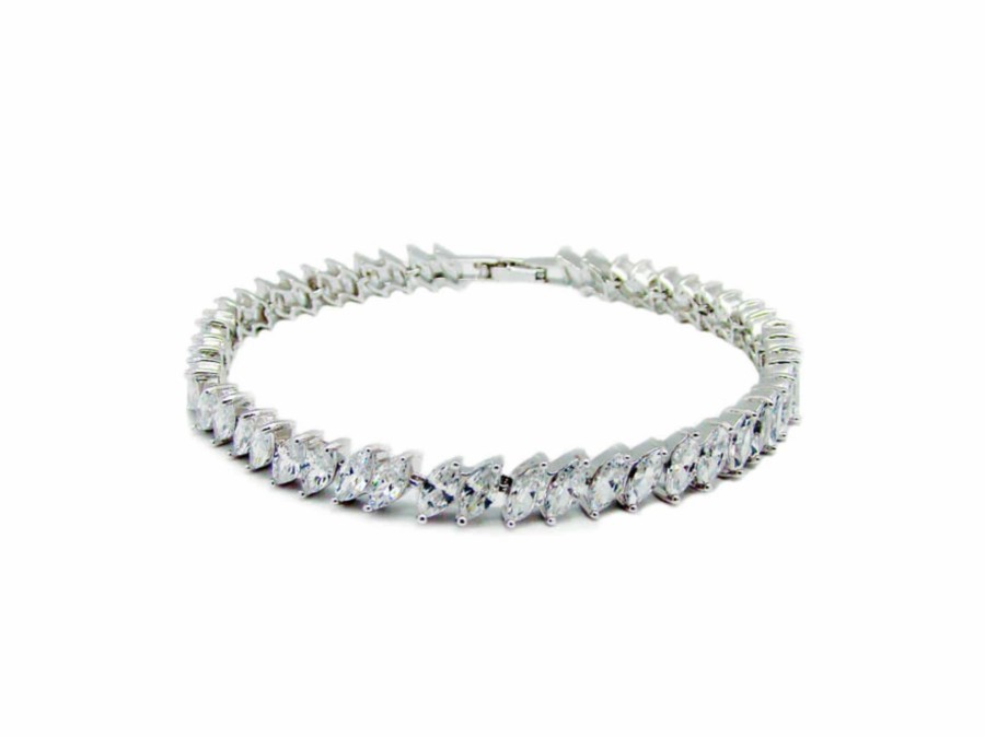 The White Collection Madison - Crystal Marquise Bridal Bracelet Gold