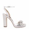 Badgley Mischka Alexa - Open Toe Block Bridal Heel - White High Heel