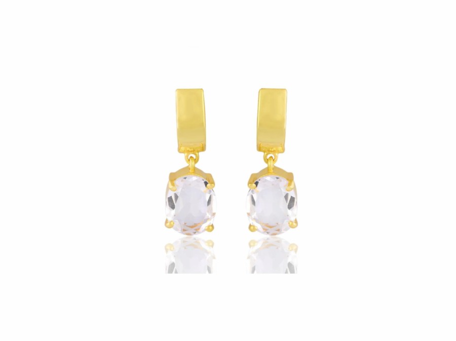 Lola Knight Lola Knight - Ella - Crystal Quartz Earrings - 18Ct Gold Gold