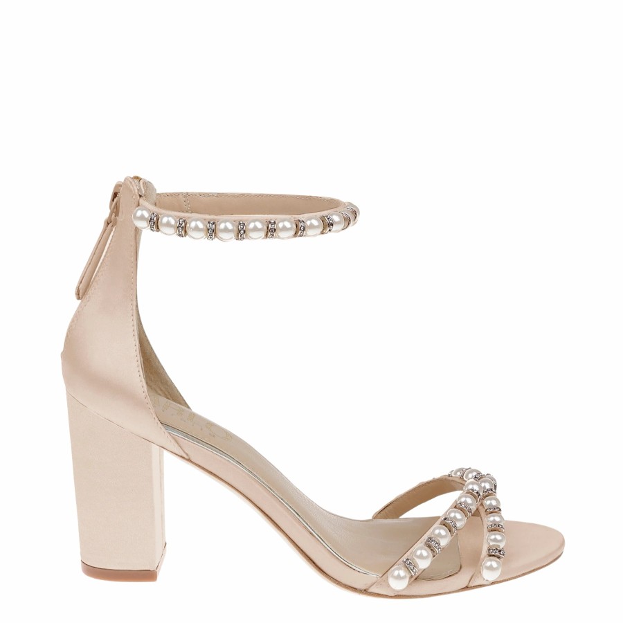 HARLO Australia Alexene - Nude Pearl Low Block Bridal Heel Nude