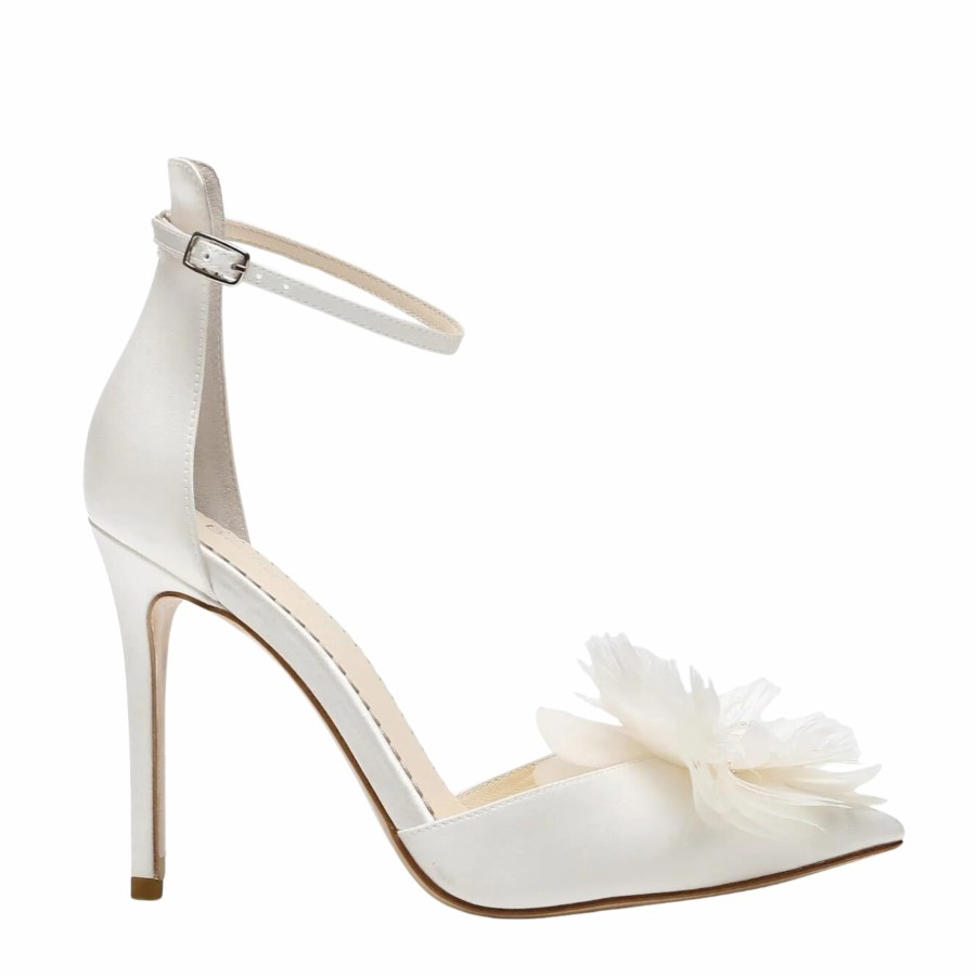 Bella Belle Harlow - Ivory Silk Flower Bridal Pointed Heel High Heel