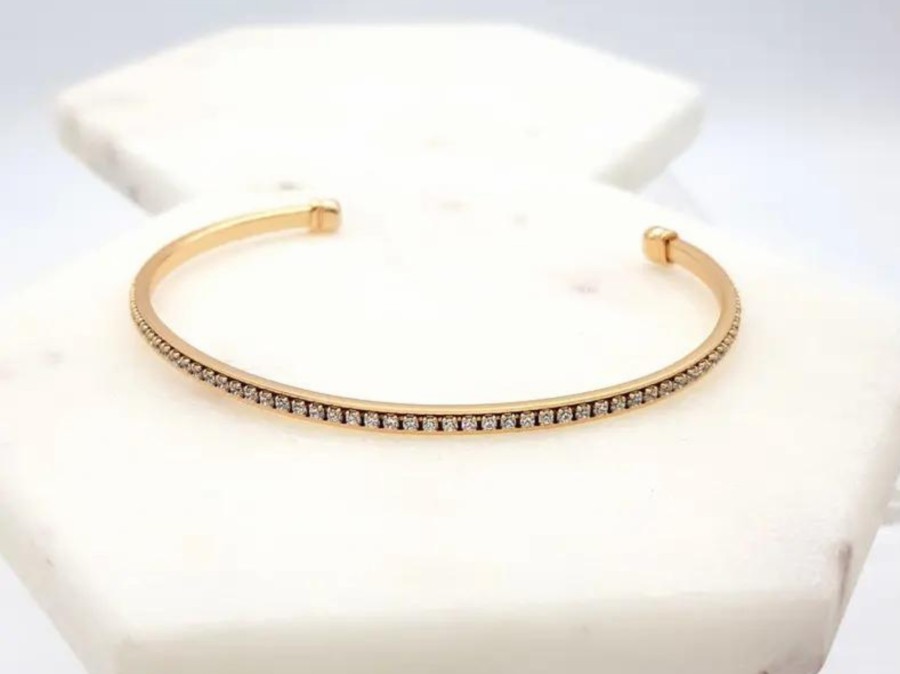 The White Collection Natalia - Simple Crystal Bridal Bangle Bracelet Gold