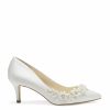 Bella Belle Iris - Ivory Floral Embellished Pumps Mid Heel