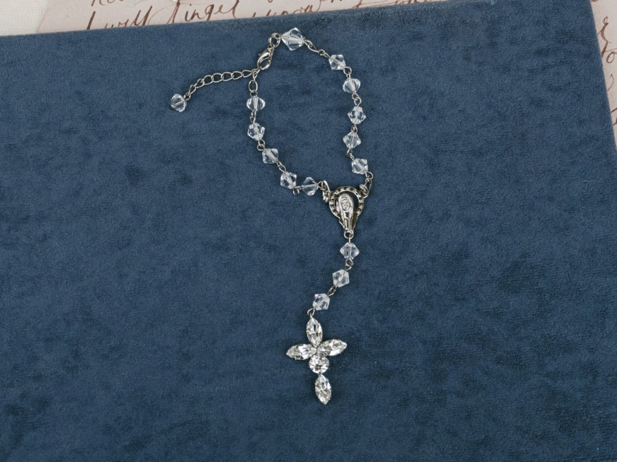 Ronza George Rosary Bracelet - Swarovski Crystal Silver