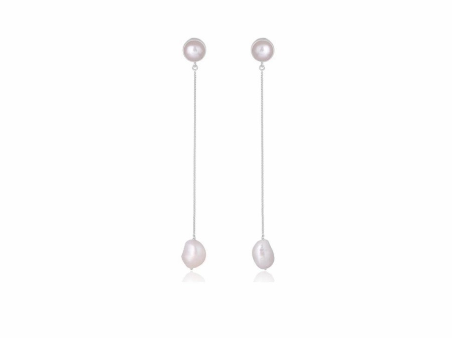 Lola Knight Lola Knight - Maya - Pearl Dangle Earrings - Silver Silver