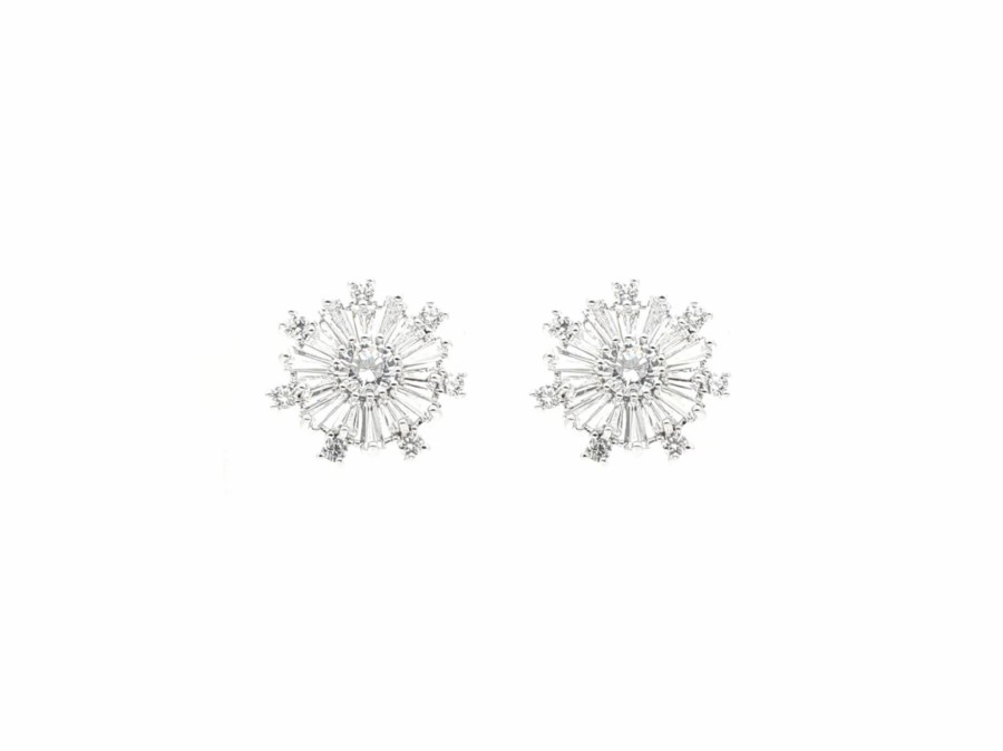 The White Collection Issy - Silver Snowflake Crystal Stud Bridal Earrings Silver