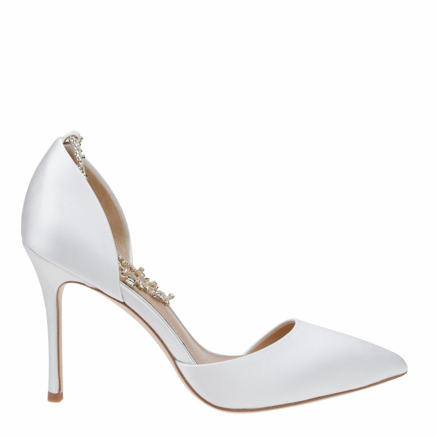 HARLO Australia Daniela - Satin Pointed Toe Stiletto With Ankle Bracelet - Soft White White