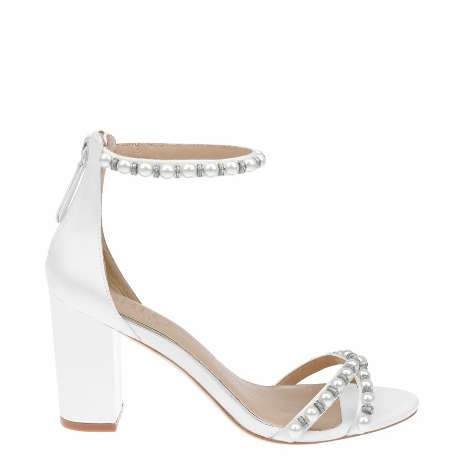 HARLO Australia Alexene - White Pearl Low Block Bridal Heel White