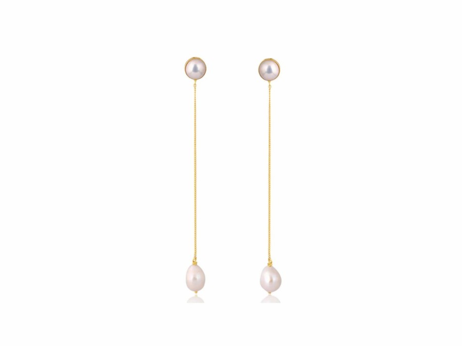 Lola Knight Lola Knight - Maya - Pearl Dangle Earrings - 18Ct Gold Gold