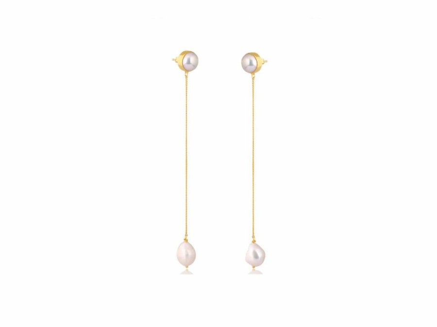 Lola Knight Lola Knight - Maya - Pearl Dangle Earrings - 18Ct Gold Gold