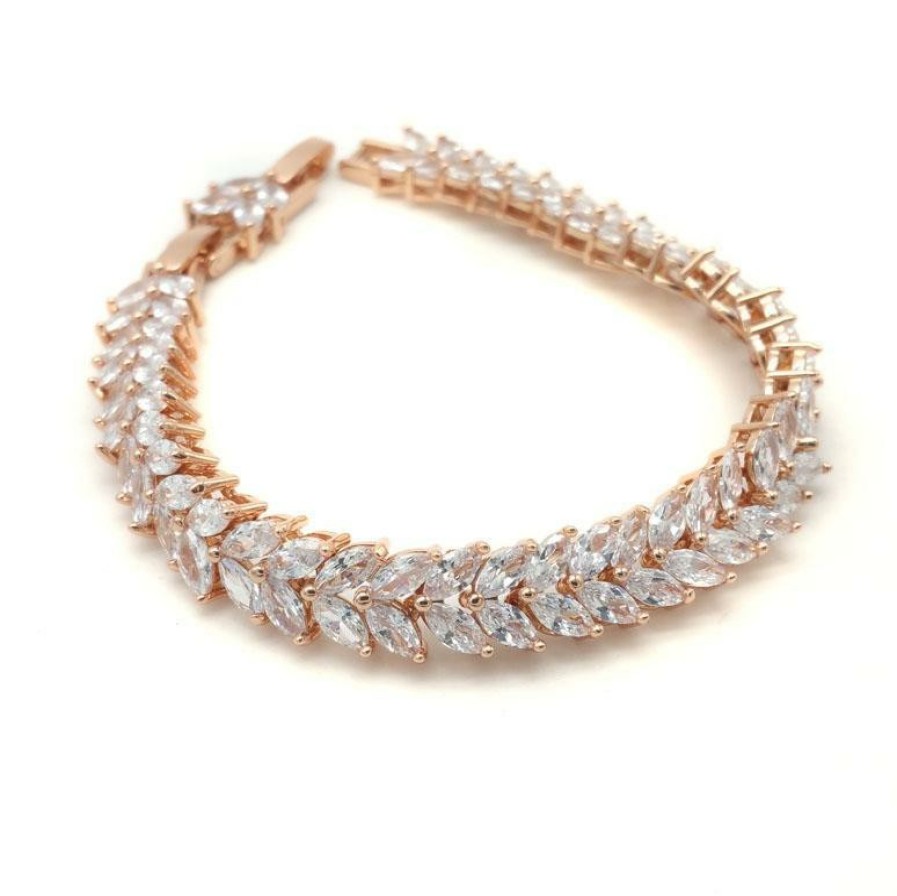 The White Collection Zoe - Marquise Crystal Bridal Bracelet Rose Gold