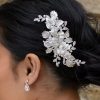 Windsor Bridal Hallie - Leaf Pearl Bridal Hair Clip Silver