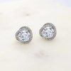 The White Collection Elise - Solitaire Crystal Bridal Stud Earrings Silver