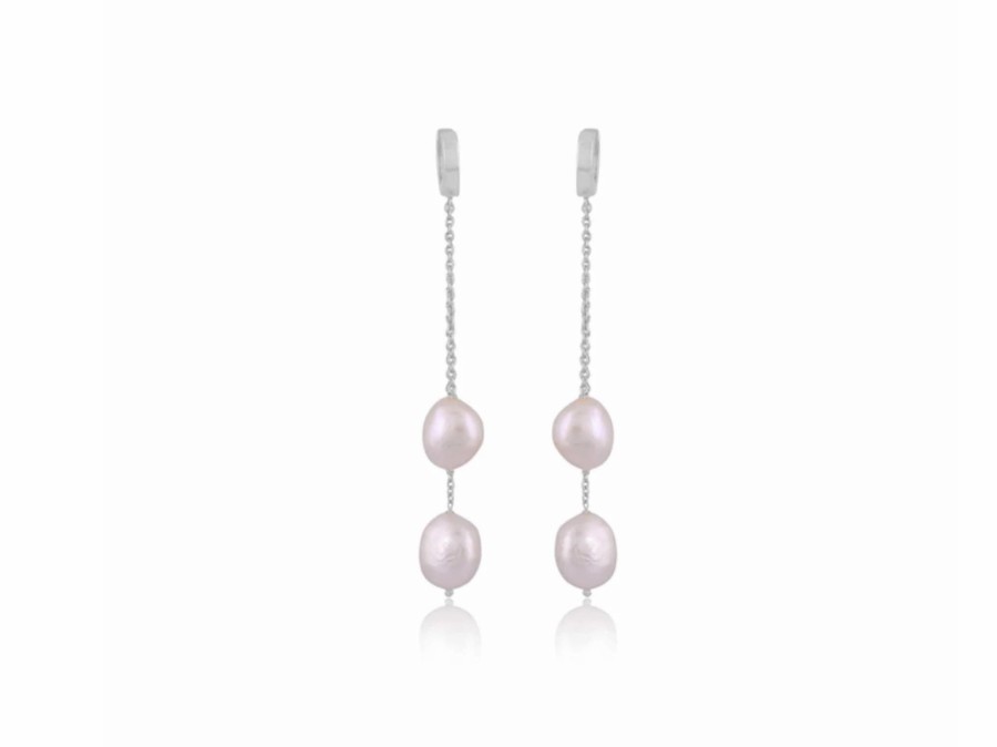 Lola Knight Lola Knight - Carla - Pearl Hoop Earrings - Silver Silver