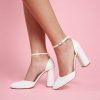 Charlotte Mills Juniper - Pearl Encrusted Round Toe Bridal Block Heel High Heel