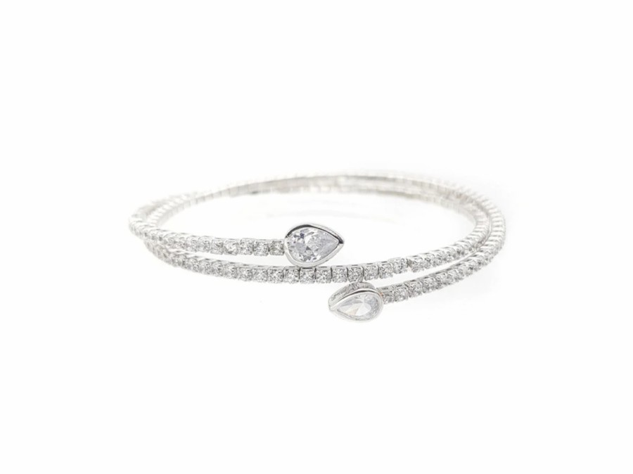 The White Collection Caitlin - Simple Crystal Bridal Bangle Bracelet Rose Gold