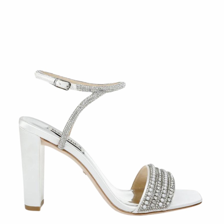 Badgley Mischka Kari - Open Toe Pearl Block Heel - White White