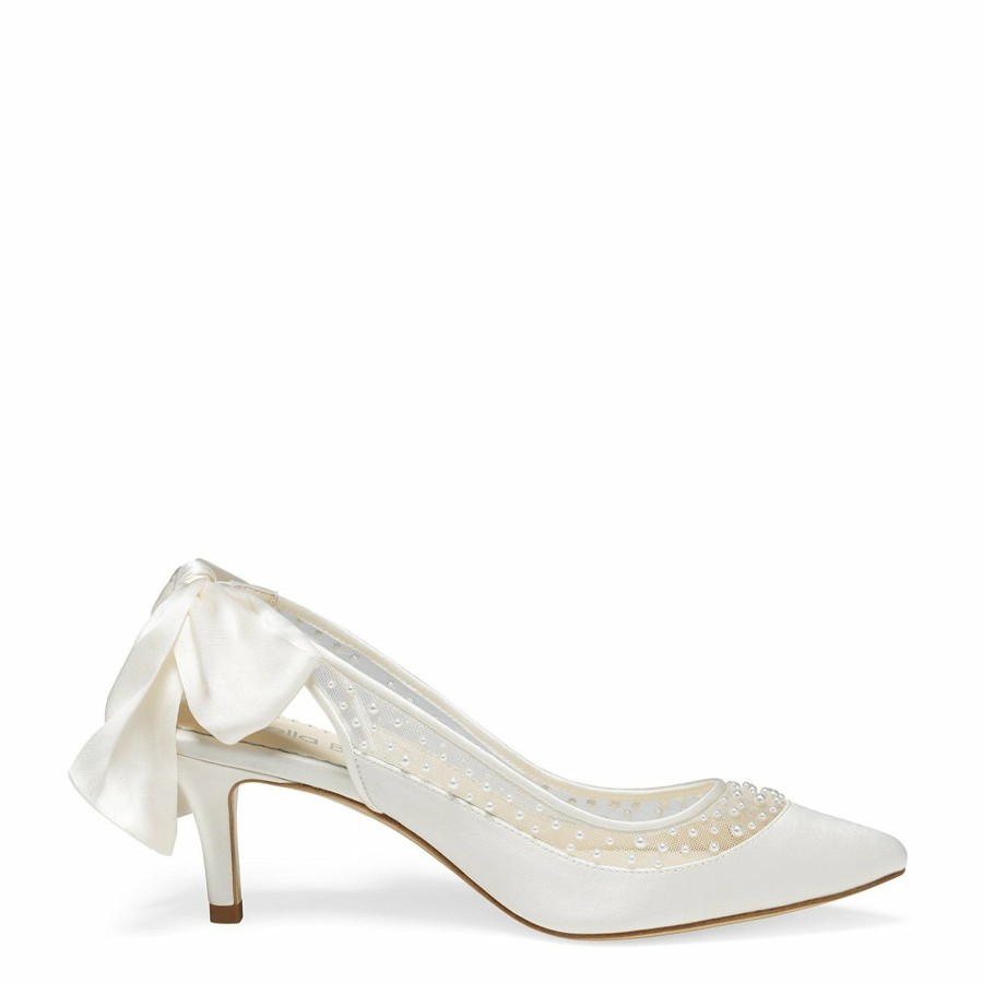 Bella Belle Georgia - Pearl Slingback Bow Kitten Heel Mid Heel