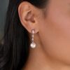 Windsor Bridal Beatrice - Long Pearl Drop Bridal Earrings Rose Gold