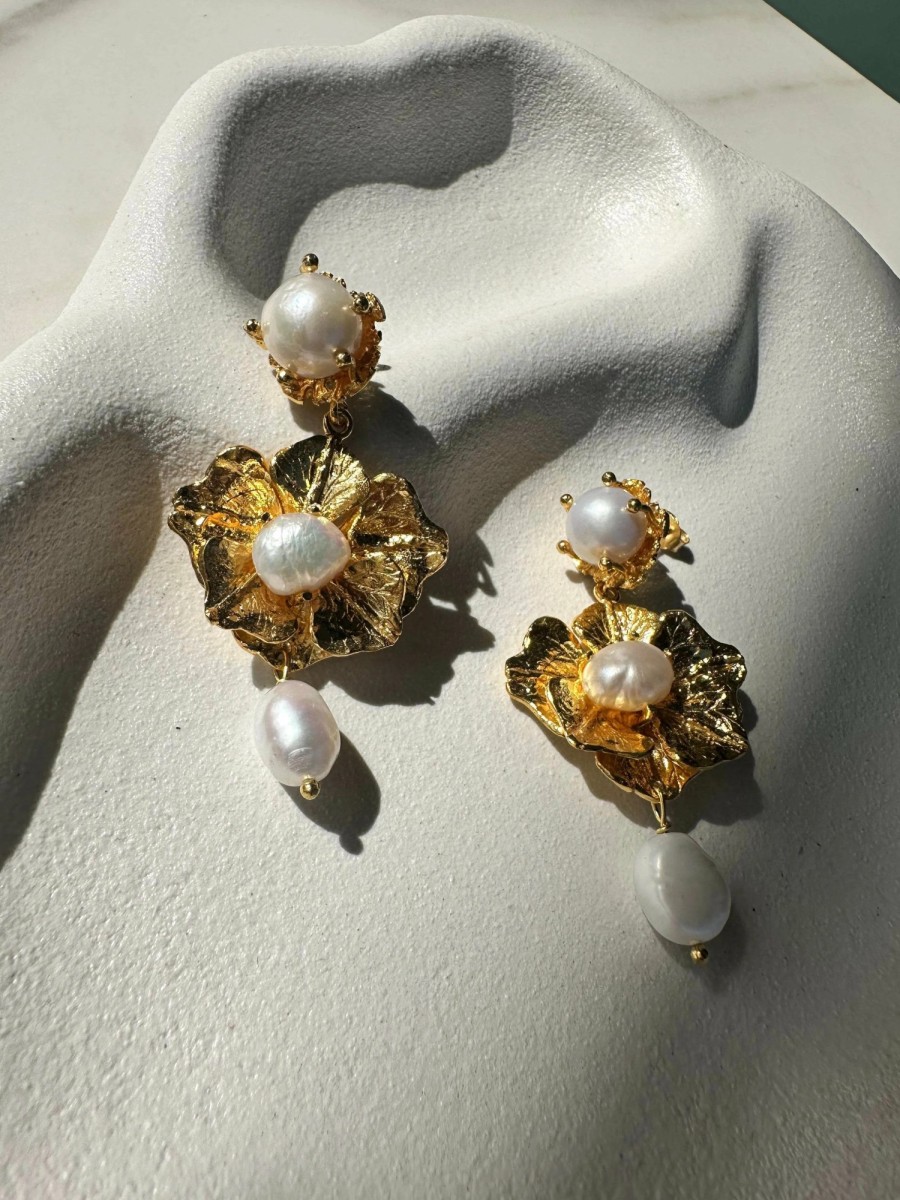 Lola Knight Lola Knight - Aria - Pearl Drop Earrings - 18Ct Gold Earrings