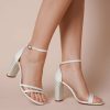 Charlotte Mills Mika - Ivory Pearl And Crystal Embellished Bridal Block Heel High Heel