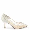 Bella Belle Evelyn - Sequin Low Ivory Wedding Shoes Mid Heel