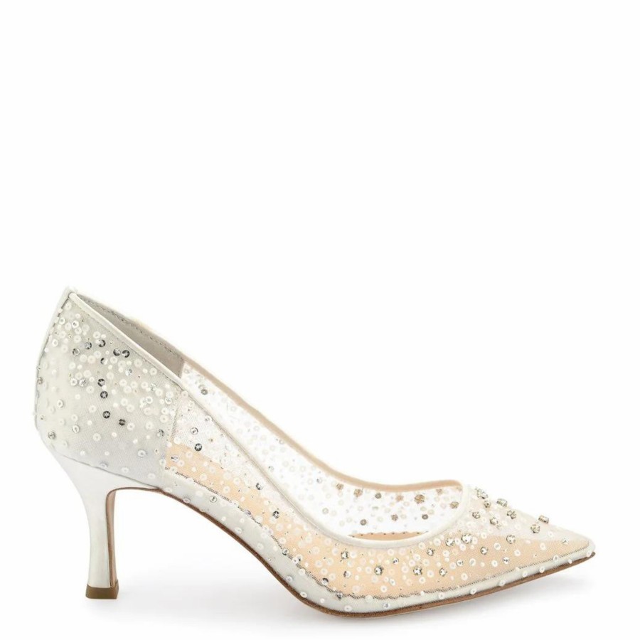 Bella Belle Evelyn - Sequin Low Ivory Wedding Shoes Mid Heel