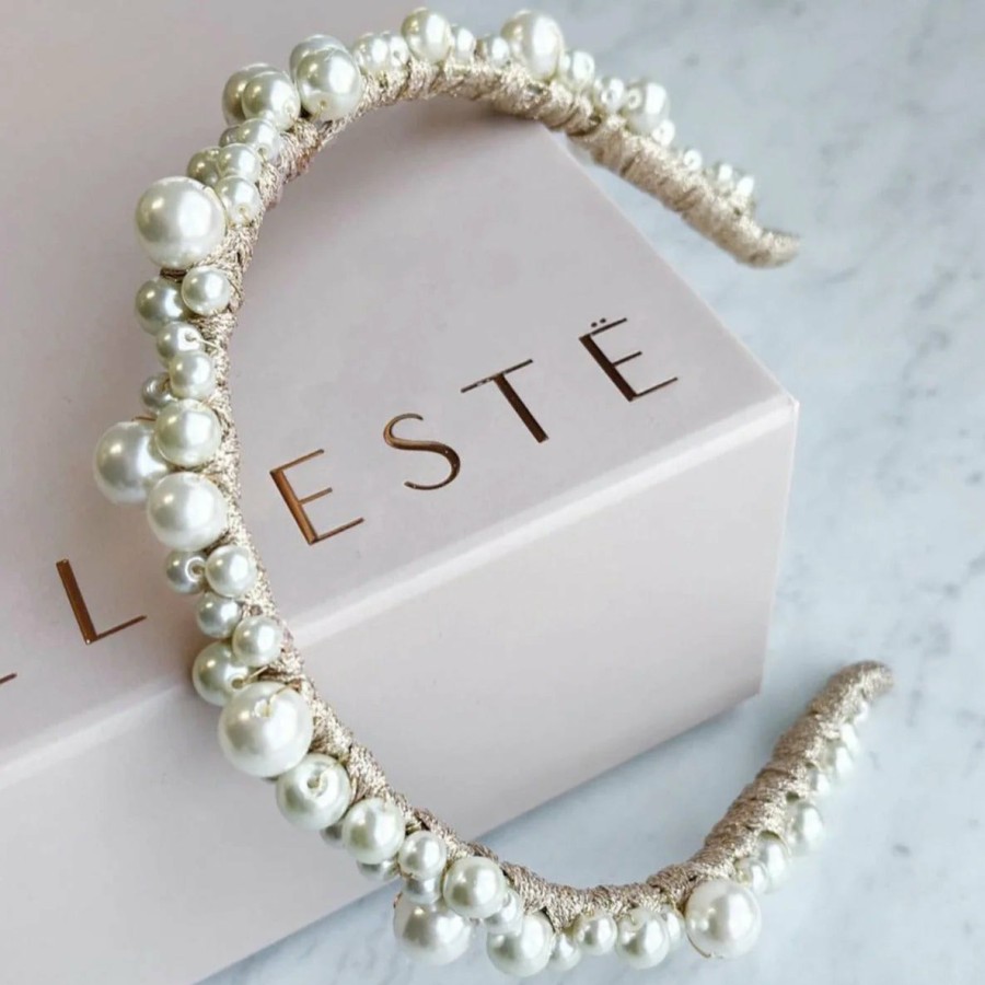 A'el Este A'El Este - Charlotte - Bridal Pearl Headband - Gold Gold