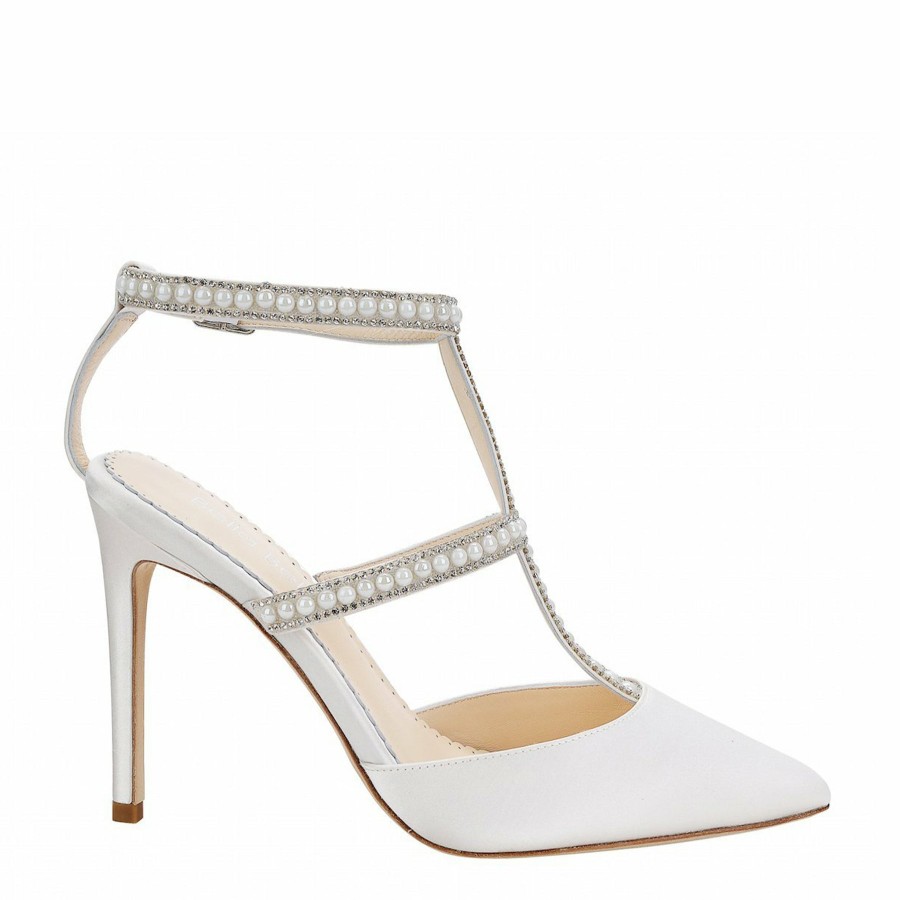 Bella Belle Carolina - Ivory Pearl & Crystal T-Strap High Heel