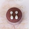 The White Collection Sara - Classic Bridal Crystal Pearl Earrings Rose Gold