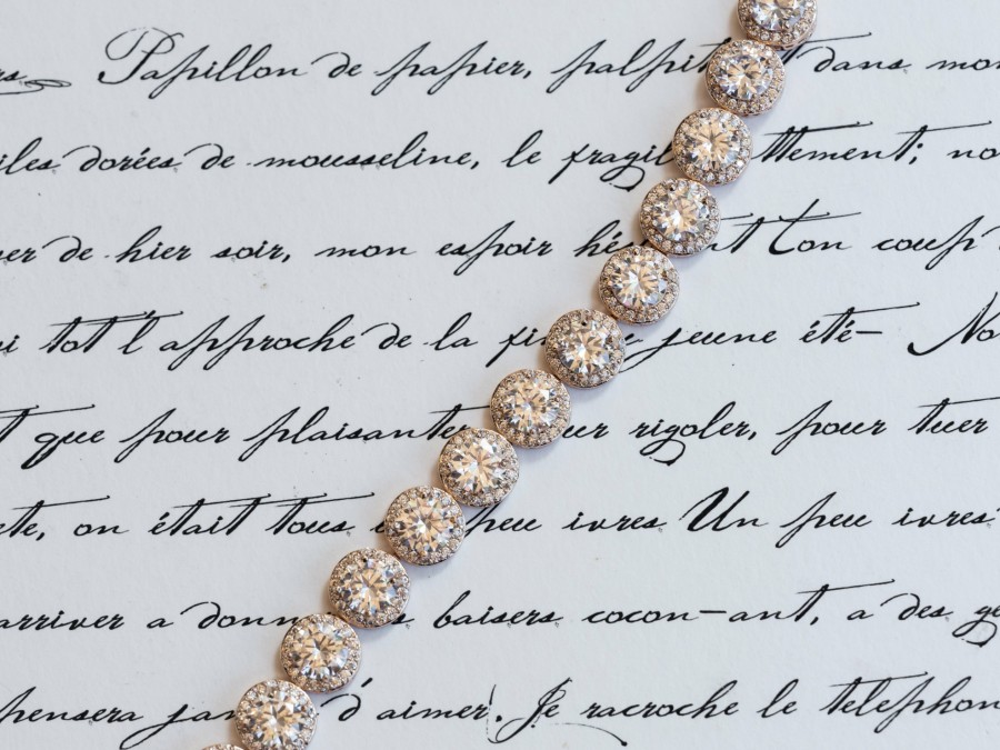 The White Collection Matilda - Round Crystal Bridal Bracelet Rose Gold