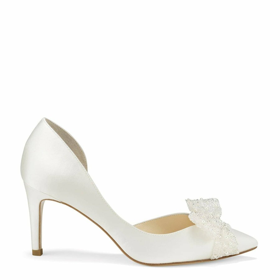 Bella Belle Dorothy - D'Orsay Wedding Bow Pump Shoes Mid Heel •  Weddshoesserie