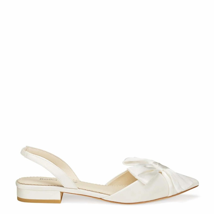 Bella Belle Reilly - Ivory Slingback D'Orsay Bridal Flats With Bow Flats