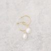 The White Collection Gracie - Gold And Baroque Pearl Hoop Earrings Gold