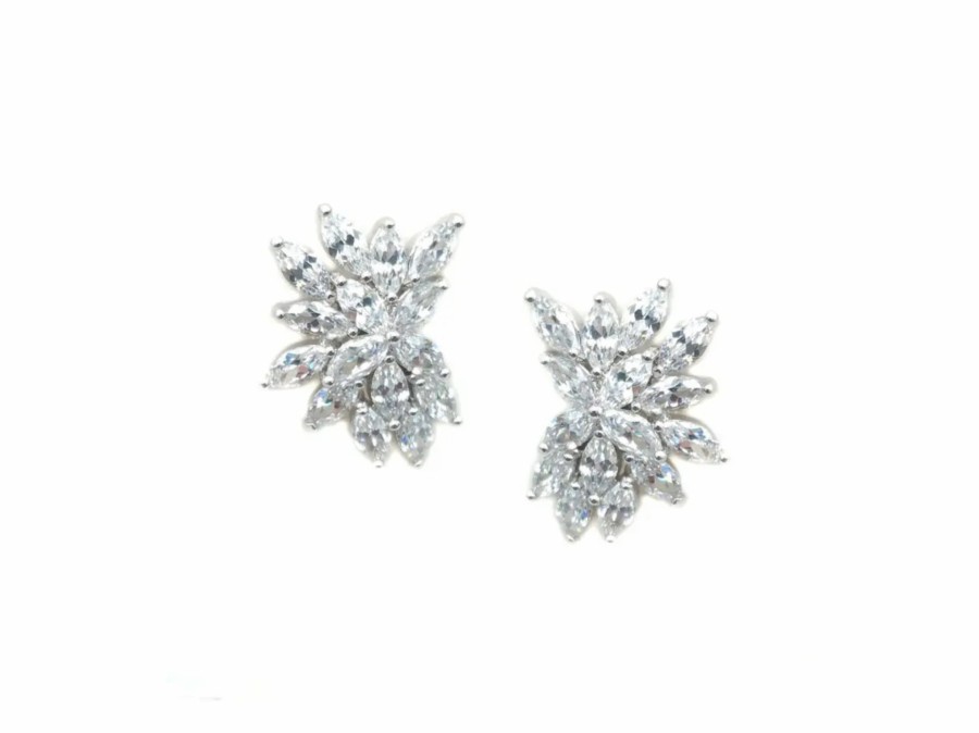 The White Collection Zara - Crystal Cluster Bridal Stud Earrings Rose Gold