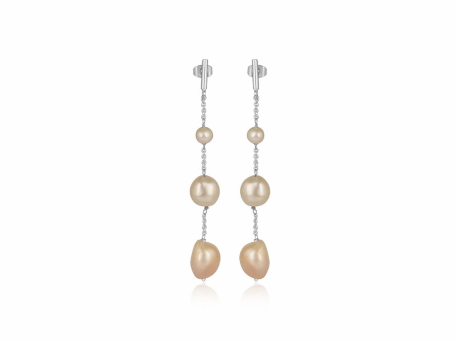 Lola Knight Lola Knight - Alora - Minimal Bridal Pearl Earrings - Silver Silver