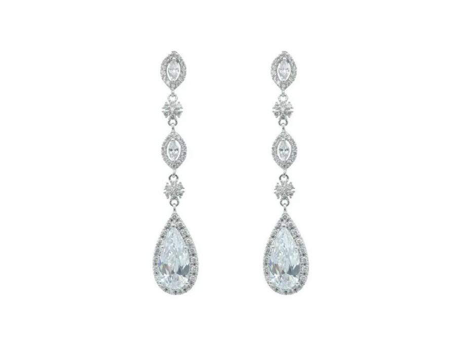 The White Collection Clementine - Classic Bridal Crystal Teardrop Earrings Earrings