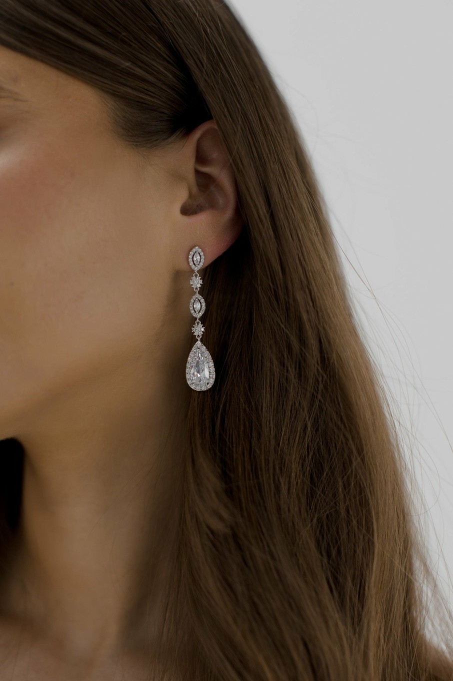 The White Collection Clementine - Classic Bridal Crystal Teardrop Earrings Earrings