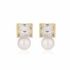 Lola Knight Lola Knight - Luna - Pearl & Baguette Crystal Earrings - 18 Ct Gold Gold