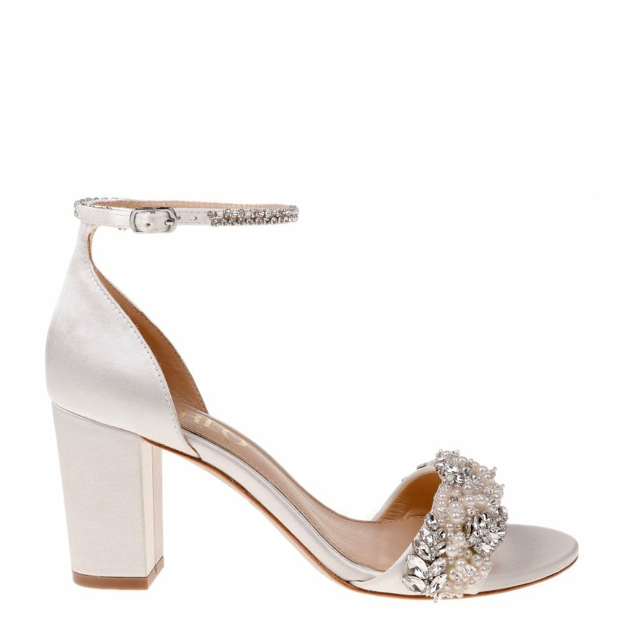 HARLO Australia Adele - White Crystal And Pearl Bridal Block Heel White