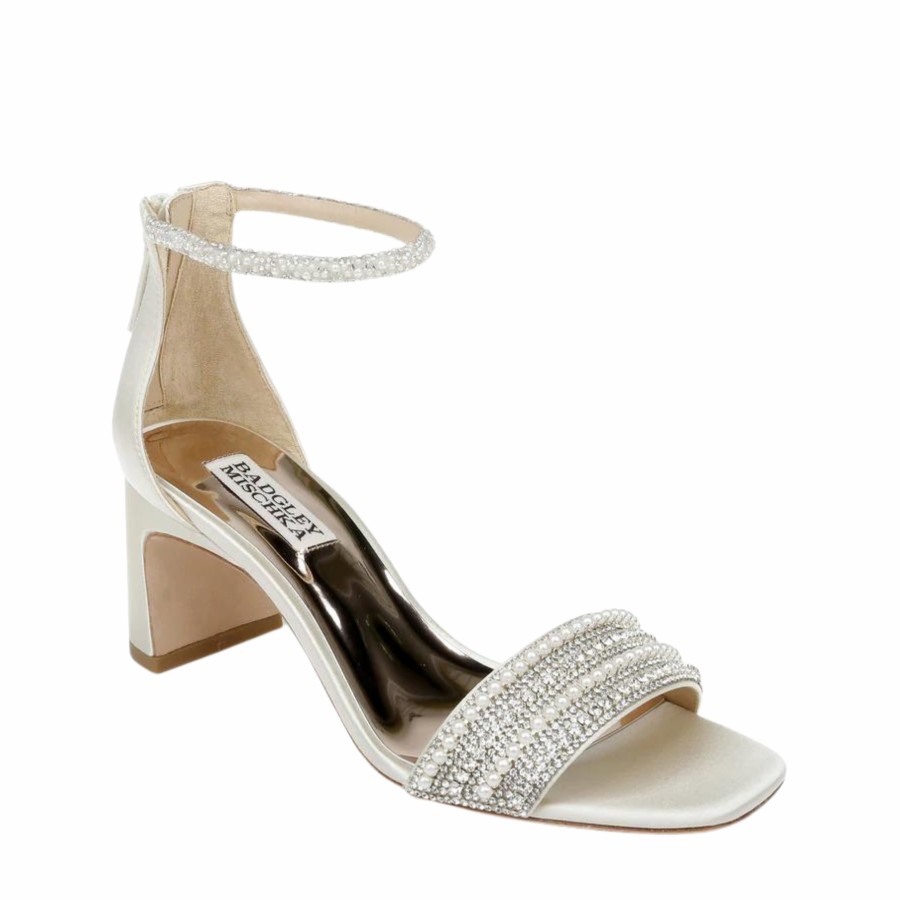 Badgley Mischka Kameryn - Open Toe Block Heel - Ivory Ivory