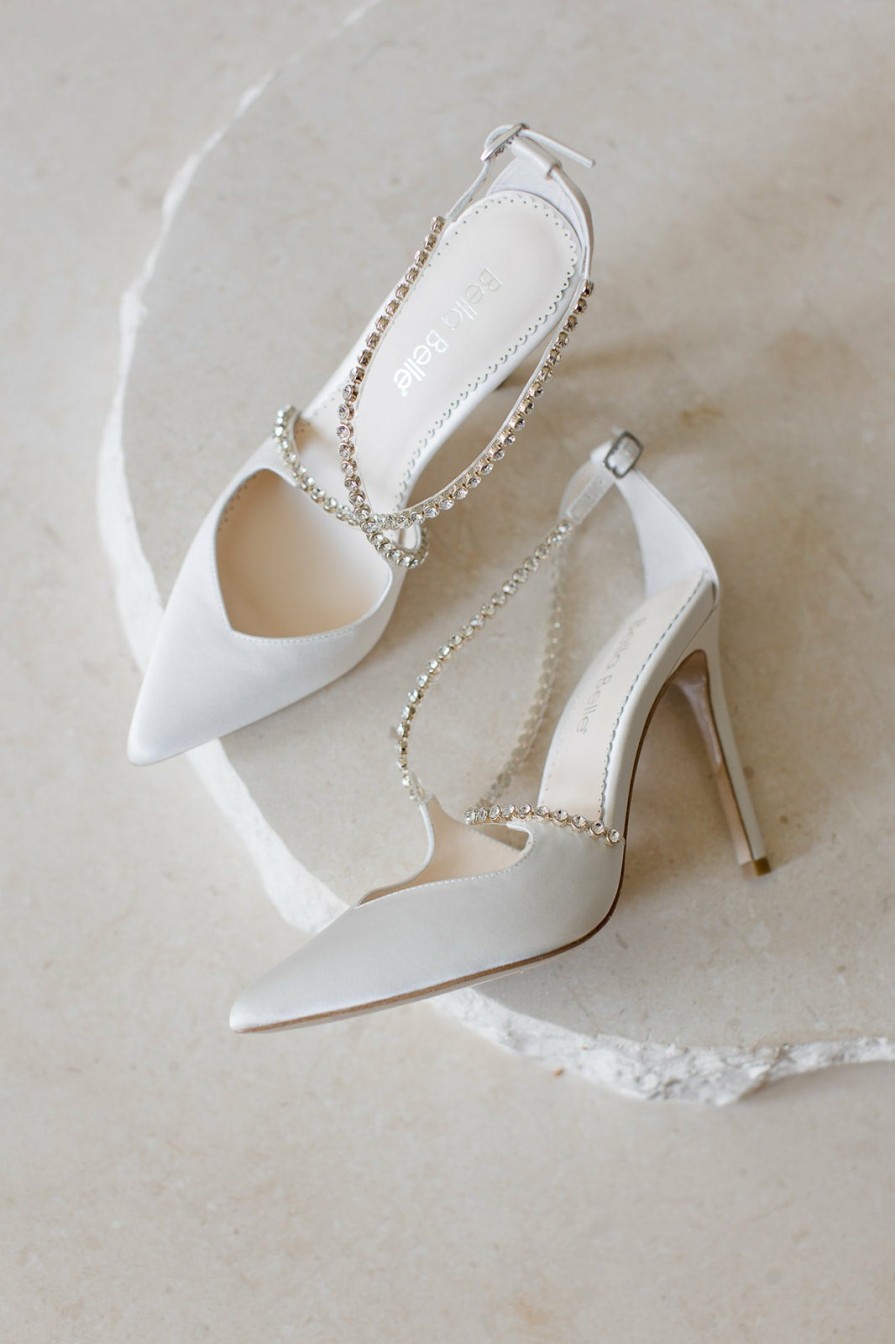 Bella Belle Madison - Ivory Criss Cross Crystal Strap Heels High Heel