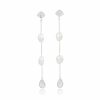 Lola Knight Lola Knight - Lea - Long Drop Pearl & Crystal Earrings - Silver Earrings