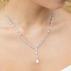 Windsor Bridal Siena - Delicate Crystal And Plunging Pearl Drop Bridal Necklace - Silver Bridal Necklaces