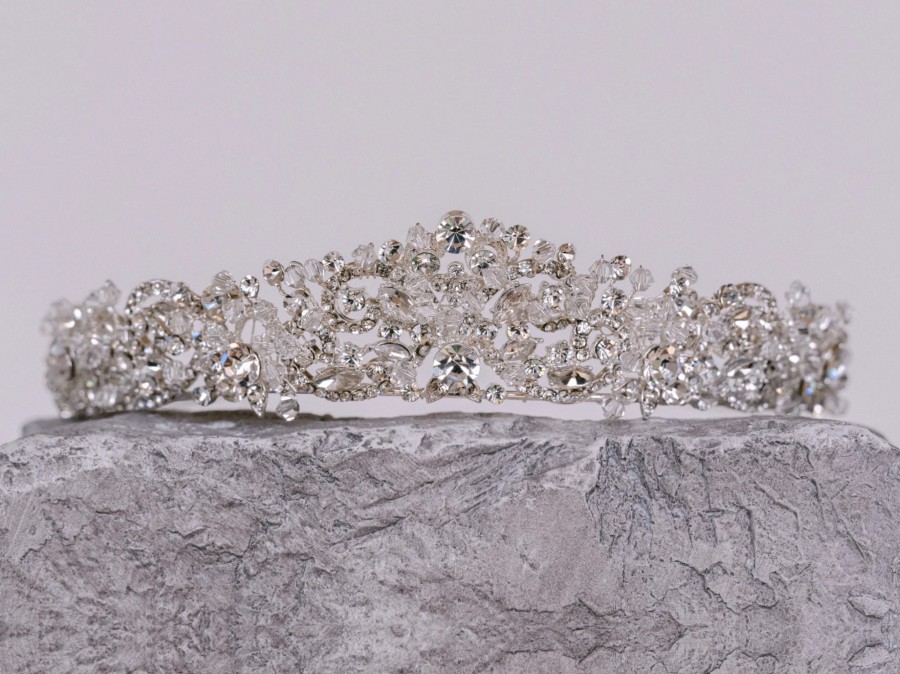 The White Collection Raquel - Intricate Crystal Bridal Crown Silver